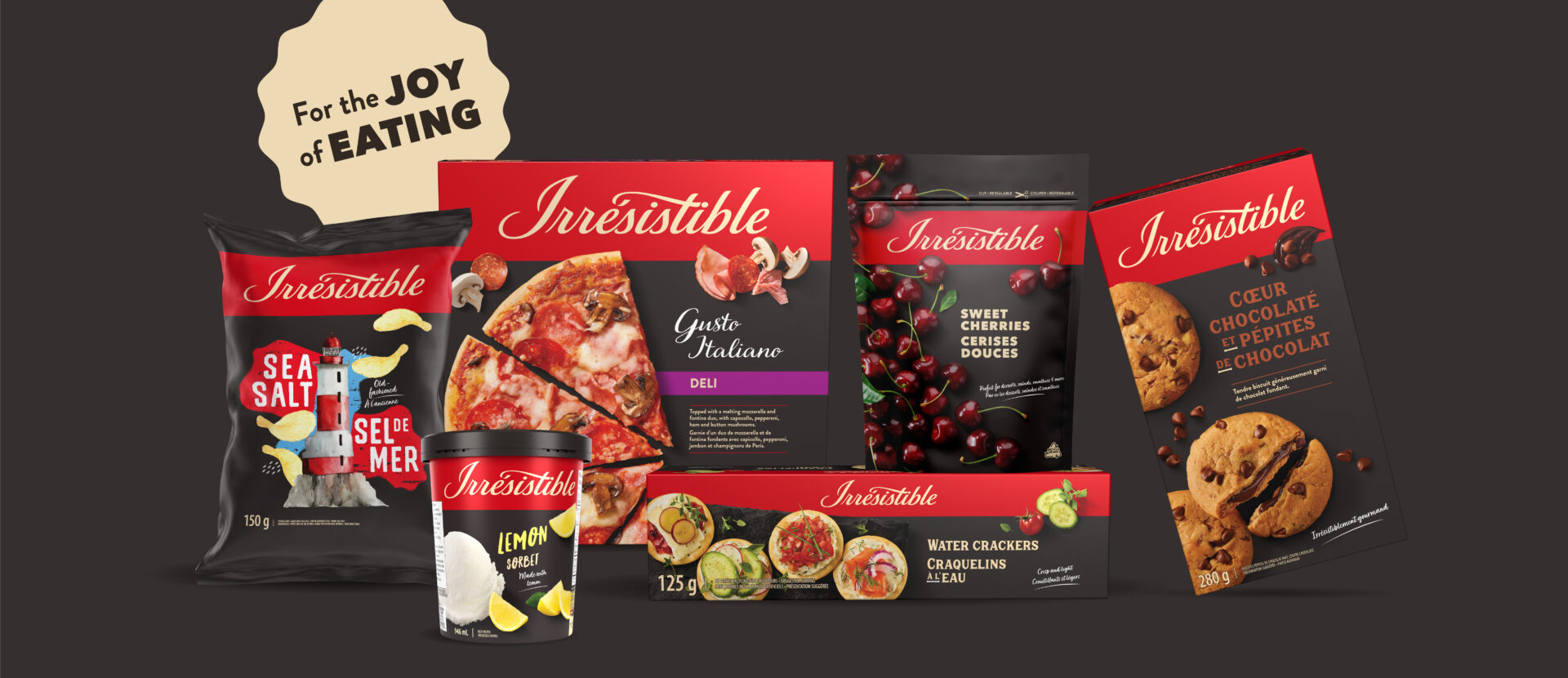 Group shot of Irrésistible products with their new branding.